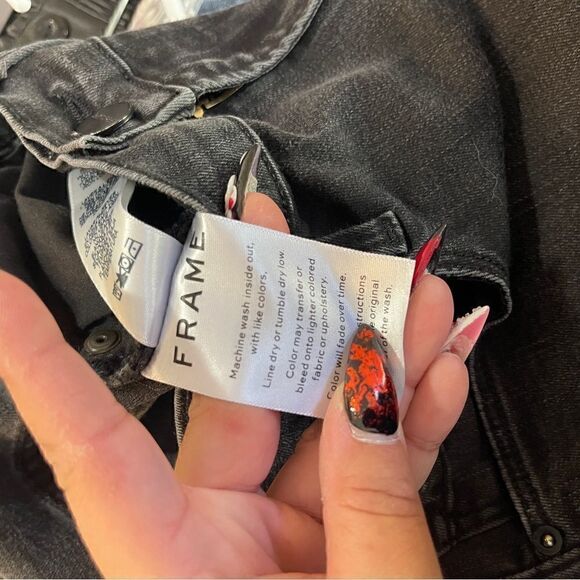 Frame denim Ali high rise cigarette grey black acid Wash Sz 27 - Picture 8 of 9